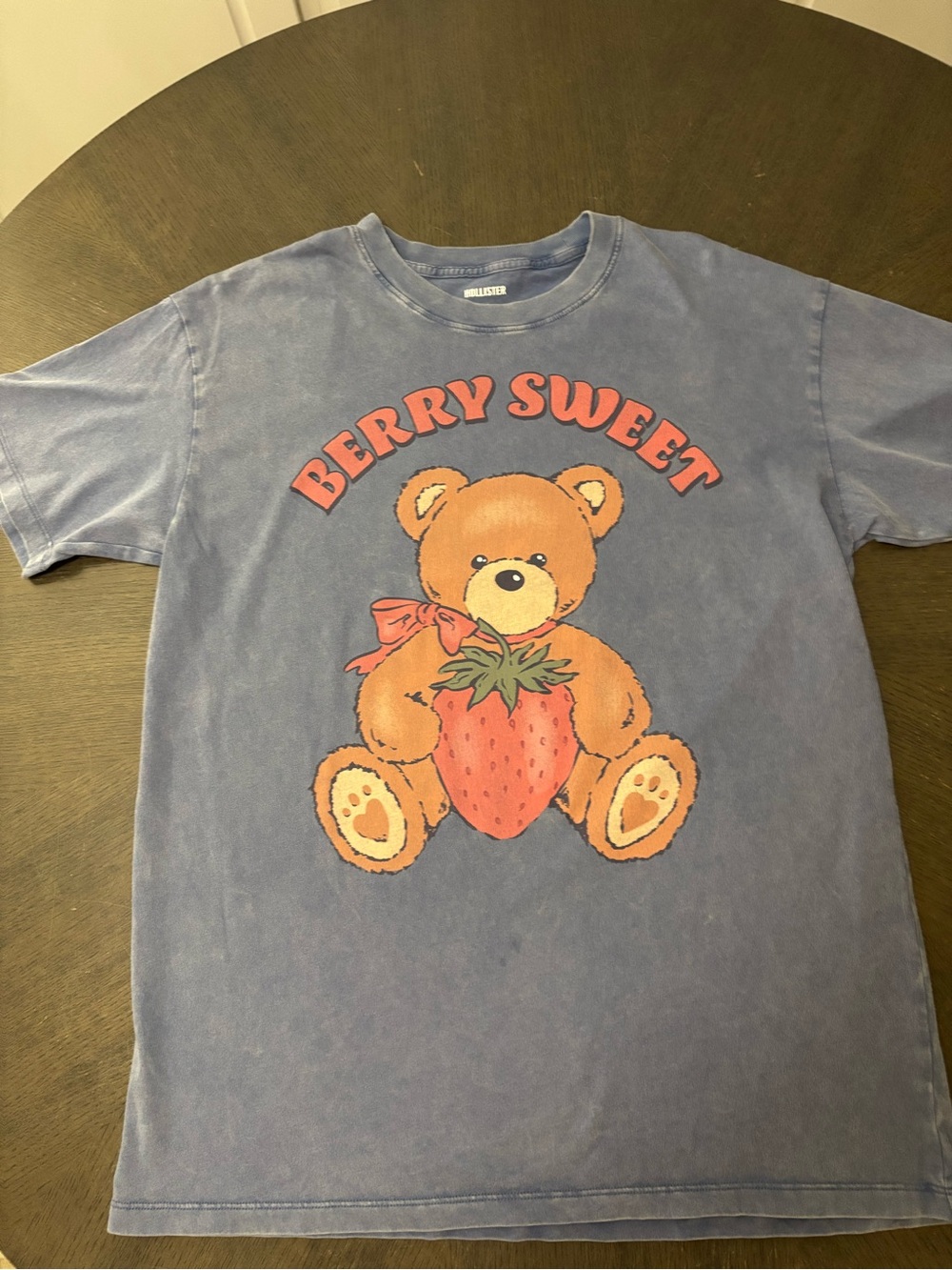 Hollister Blue 'Berry Sweet' Teddy Bear Graphic Tee